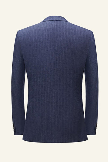 Mørkeblå nålestribede 3-delt mænd bryllupsdragter